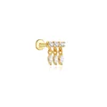 Orecchino a retro piatto in argento S925 dorato con pendenti in cristallo marquise. - Stile Ventaglio Marchese (#8) / 16G/Pezzo Singolo / Oro