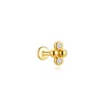 Orecchino a lobo in argento sterling S925 con sfere e zirconi in finitura dorata - Stile Sfera a Croce (#5) / 16G/Pezzo Singolo / Oro