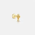 Orecchino a perno in argento S925 dorato per cartilagine con zirconi e sfere dorate - Stile Ciondolo a Catena (#6) / 16G/Pezzo Singolo / Oro