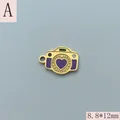 Small purple heart camera charm made of gold-plated stainless steel, 8.8x12mm size - Purple Heart Camera Style (A) / 8.8x12mm