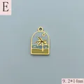 Detailed macro view of stainless steel enamel pendant with palm tree beach design - Coconut Beach Arch Style (E)
