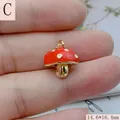 Detailed view of red enamel mushroom charm for DIY jewelry making projects, size 14.6x16.4mm - Mushroom Style (C) / 14.6*16.4mm