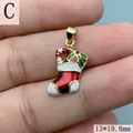 Enamel drip Christmas stocking pendant for DIY jewelry, 13x19.8mm size - Christmas Sock Style C (182) / 13*19.8mm / Gold