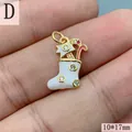 Gold Christmas stocking pendant with white enamel and zircon, 10x17mm on hand. - Christmas Sock Style D (182) / 10*17mm / Gold