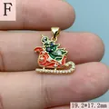 Detailed view of Christmas sleigh pendant with colorful zircon and enamel, 19.2x17.2mm size - 19.2*17.2mm