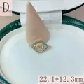 Close-up of gold evil eye jewelry connector with blue beads and zircon, 22.1*12.3mm - Eye Shape Pave Style (D)