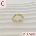 Gold-toned braided open ring with elegant geometric design, size 23x23mm - Woven Geometric Style (C) / 23*23mm (Adjustable Open) / Gold