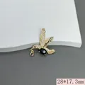 Exquisite gold-plated bird pendant with micro-pave cubic zirconia stones, 28x17.3mm - Black