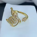 Macro view of gold-plated butterfly ring set with sparkling clear cubic zirconia - Star Butterfly Style (D) / Gold