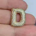Close-up of gold-plated letter D pendant pave-set with sparkling cubic zirconia - Letter D (030)