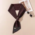 Luxury burgundy jacquard cashmere neck scarf with leopard pattern and loop tie - Floral Jacquard (FHYR26-7270) / 15x125cm / Burgundy