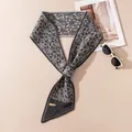 Grey jacquard cashmere knitted neck scarf with a functional cross-over loop design - Floral Jacquard (FHYR26-7270) / 15x125cm / Gray