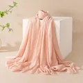 Elegante scialle lungo in lana misto pesca con morbide frange per l'estate - FH25-6083-1 Rosa nudo
