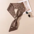 Elegant leopard print jacquard knit cashmere neck scarf for autumn and winter - Floral Jacquard (FHYR26-7270) / 15x125cm / Coffee Leopard
