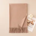 Elegant camel wool scarf for women featuring soft tassels and a minimalist solid color design - 70x200cm (With Label) / Milk Coffee
