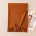 Soft burnt orange woolen scarf with elegant fringe tassels for autumn and winter - With Tag / Caramel (FH26-6127-3)