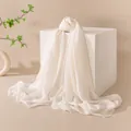 Elegante scialle lungo bianco in misto lana leggera per protezione solare estiva - FH25-6083-5 Bianco