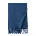 Solid navy blue soft wool winter scarf with fringe detail for men and women - 30x180cm / Aqua