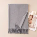 Elegant solid grey wool scarf with classic tassel fringe for autumn and winter. - Silver Gray (FH26-6127-5)