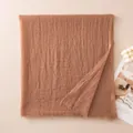Soft terracotta cashmere shawl with frayed edges for office or autumn wear - 85*190cm / Champagne