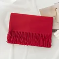 Soft and warm solid red knitted winter scarf with decorative tassels for unisex styling - With Logo / 200*68CM / Red