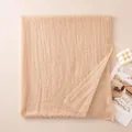 Elegant solid light beige cashmere scarf with soft cloud-like texture and fringe. - 85*190cm / Cyan