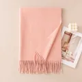 Soft pink long wool scarf with tassels for winter fashion accessories - Pink (FH26-6127-8)