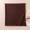 Dark brown lightweight solid color cashmere scarf shawl with delicate fringe edge - 85*190cm / Purplish Brown