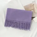Soft solid purple scarf with fringe tassels for winter warmth and style. - 200*68cm (Without Label) / Light Purple