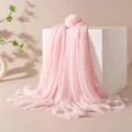 Elegante scialle lungo in misto lana rosa chiaro sottile per la protezione solare - FH25-6083-12 Rosa chiaro