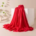 Elegante scialle lungo in misto lana rosso vibrante con bordi sfrangiati per l'estate - FH25-6083-13 Rosso vivace