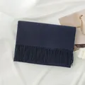 Premium solid navy blue winter long knit scarf with stylish tassels for men and women - 200*68CM (No Tag) / Navy Blue
