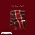 Premium soft cashmere-feel plaid scarf in coffee red with tassels, size 37x200cm - 37x200cm (With Label) / Coffee Red Plaid