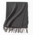 Solid dark grey winter scarf featuring elegant long tassels and thick warm fabric - 200*68cm (Without Label) / Smoke