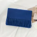 Solid royal blue thick warm winter scarf with tassels on white fabric background - Royal Blue (With Tag) / 200x68cm