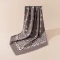 Elegant vintage paisley print wool-blend square scarf in grey with fashionable frayed edges - 108*108cm / Olive Green