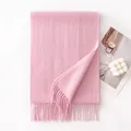 Soft pink wool scarf with tassel detail for winter warmth, high-quality solid color shawl - 30x180cm / Light Orchid