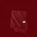 Cherry red cashmere-feel women's winter scarf with fringe tassels, size 37x200cm - Cherry Red