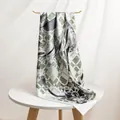 Elegant 16mm green plaid mulberry silk scarf with equestrian horse bit pattern - 86x86 / Plaid Equestrian Green