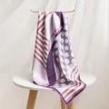 Luxurious purple and lavender geometric print mulberry silk scarf in 16 momme twill - 86x86 / Polka Dot Geometric