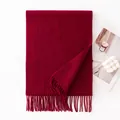 Premium solid wine red wool scarf for winter warmth and elegant style for women - 30x180cm / Cherry Red