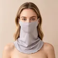 Graue Seiden-Sonnenschutzmaske und kühlender Halswärmer für diverse Outdoor-Aktivitäten - Silbergrau