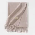 Premium soft solid color winter scarf with elegant tassel trim in a warm light beige finish - 200*68CM (No Tag) / Heather Cream