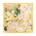 Elegant square silk scarf featuring vintage floral print and vibrant yellow border - Yellow Floral Style (FH26-6119-3) / 70x70 / Yellow