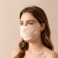 Premium 19 Momme mulberry silk sun protection face mask for women in elegant beige - Champagne
