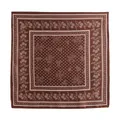 Elegante bruine zijde-achtige vierkante sjaal met bloemen- en polkadots voor haar en nek - Koffie Bloemen (FH26-6117-1) / 70x70cm