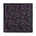 Black floral printed square silk-like scarf with delicate pink and red flower patterns - Navy Floral Style (FH26-6120-1) / 70x70cm / Navy Floral