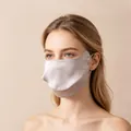 Elegant champagne mulberry silk sunscreen face mask for women, breathable UV protection - Light Gray