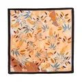 Elegant floral silk scarf featuring a peach background and a stylish black border - Black Framed Branches Style (FH26-6119-6)