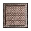 Sciarpa quadrata vintage in seta con motivo geometrico floreale marrone e nero da donna - 65*65cm / Cardo Paisley Nero